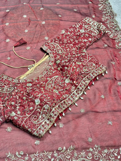 Designer Silk Saree with Heavy Embroidered Blouse & Border | Wedding & Party Wear Collection | Shagun Sarees