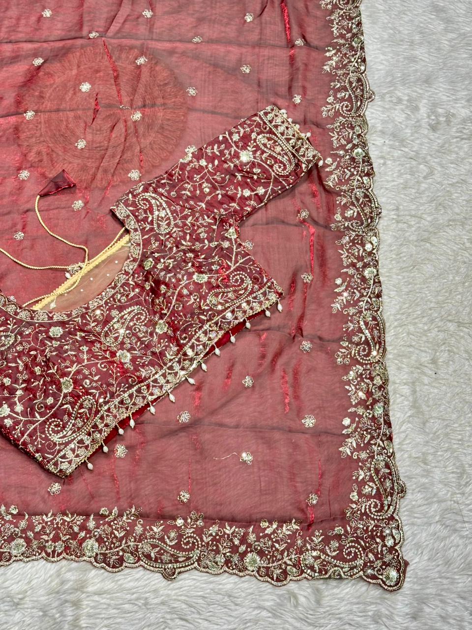 Designer Silk Saree with Heavy Embroidered Blouse & Border | Wedding & Party Wear Collection | Shagun Sarees