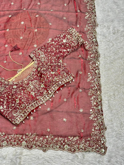 Designer Silk Saree with Heavy Embroidered Blouse & Border | Wedding & Party Wear Collection | Shagun Sarees