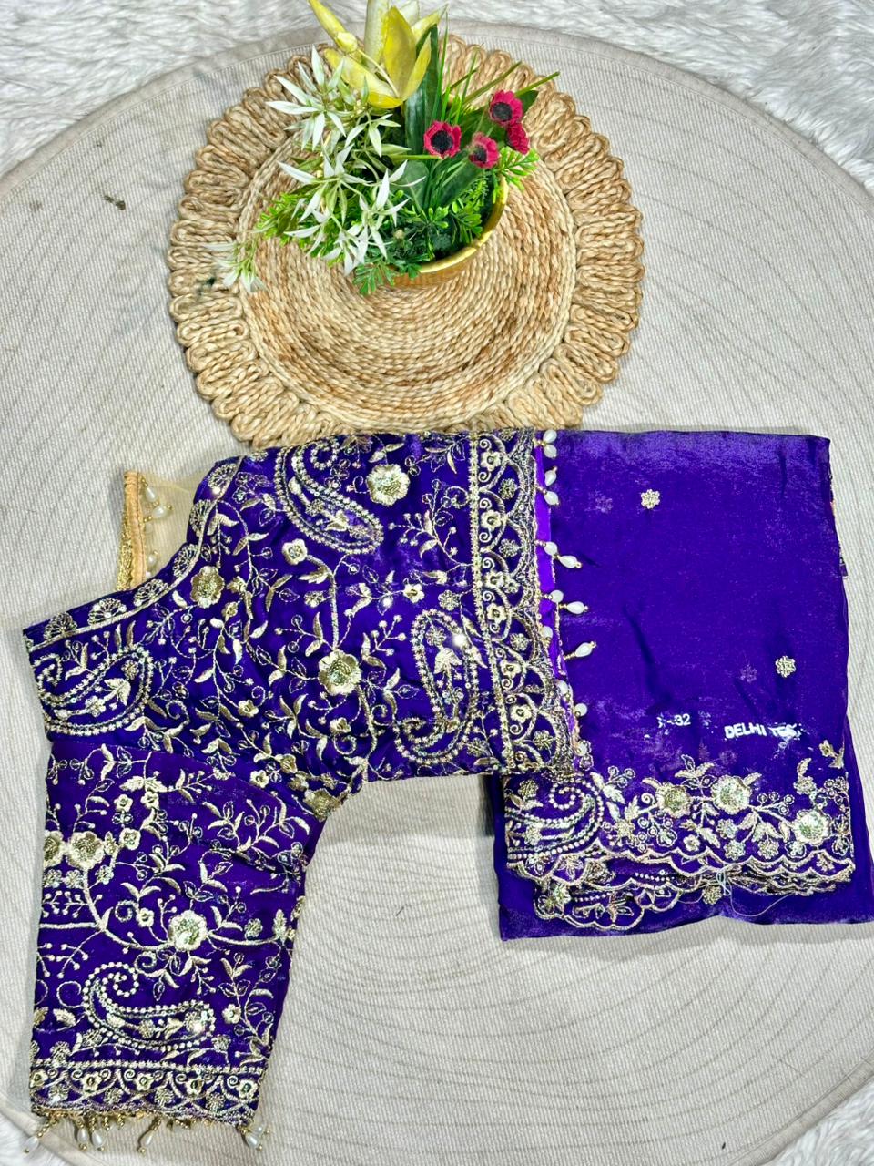 Designer Silk Saree with Heavy Embroidered Blouse & Border | Wedding & Party Wear Collection | Shagun Sarees