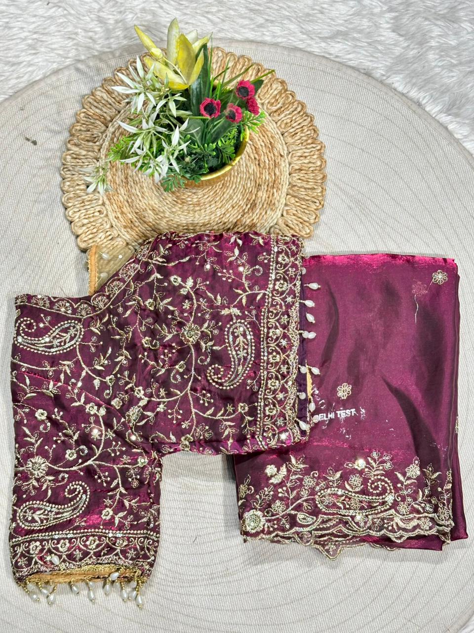 Designer Silk Saree with Heavy Embroidered Blouse & Border | Wedding & Party Wear Collection | Shagun Sarees