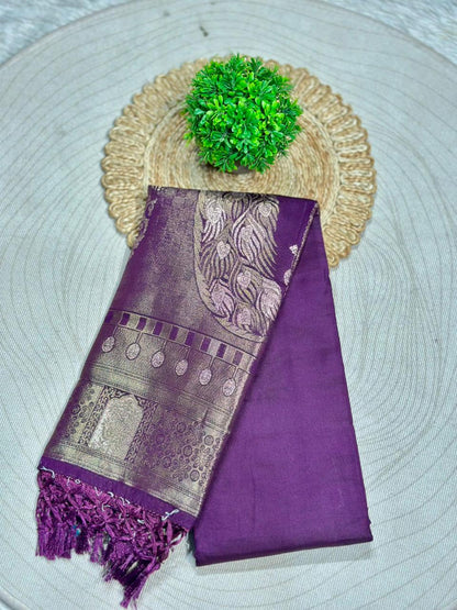 SHAGUN FASHION Premium Silk Saree with Rich Zari Border & Tassels – Elegant Festive Wear