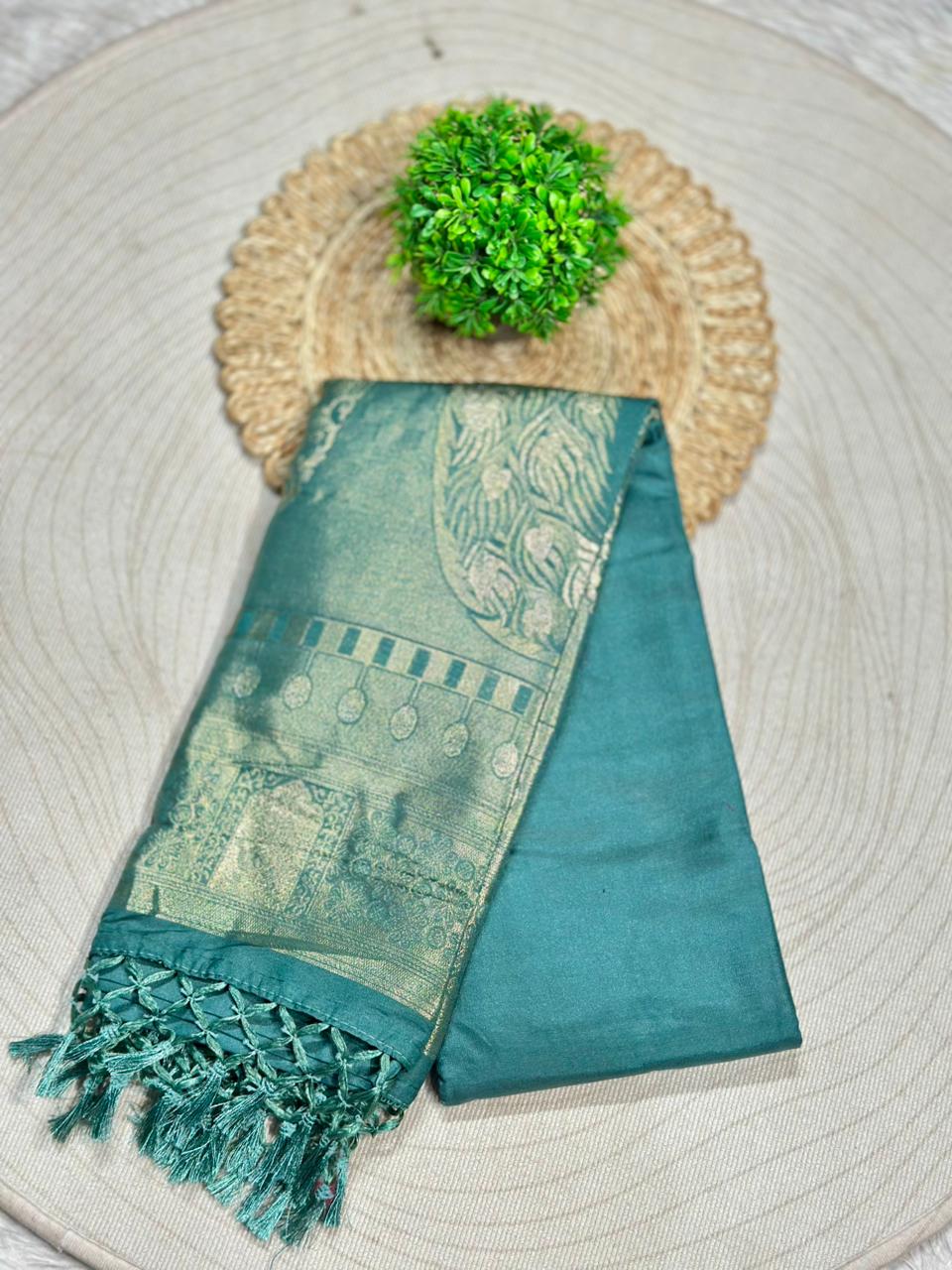 SHAGUN FASHION Premium Silk Saree with Rich Zari Border & Tassels – Elegant Festive Wear