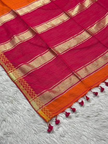 Dual Tone Silk Saree with Zari Border | Traditional Festive Wear | Shagun Sarees