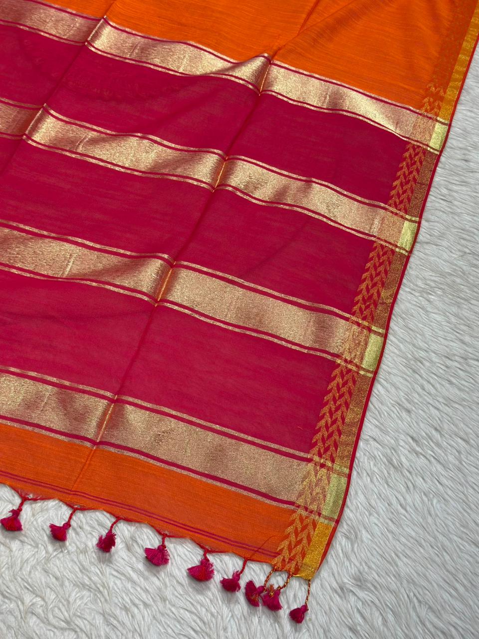Dual Tone Silk Saree with Zari Border | Traditional Festive Wear | Shagun Sarees