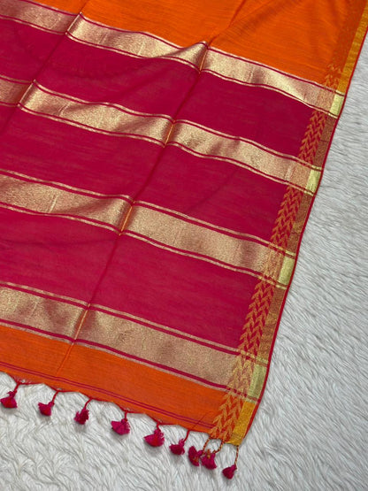 Dual Tone Silk Saree with Zari Border | Traditional Festive Wear | Shagun Sarees