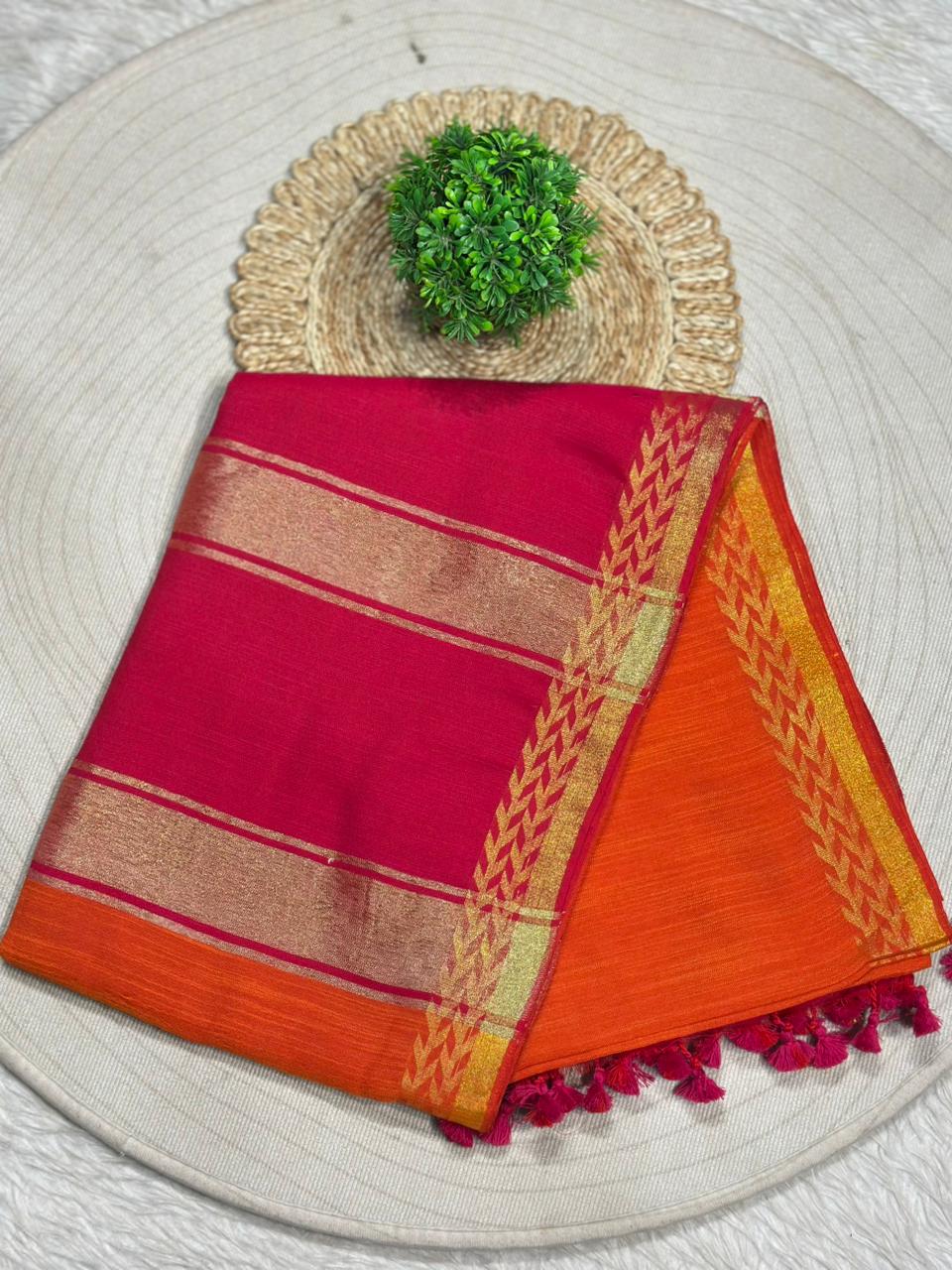 Dual Tone Silk Saree with Zari Border | Traditional Festive Wear | Shagun Sarees