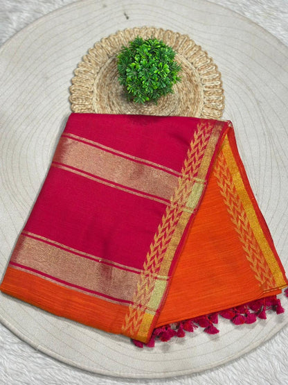 Dual Tone Silk Saree with Zari Border | Traditional Festive Wear | Shagun Sarees