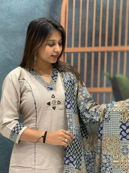 Elegant Straight Kurta Set with Printed Dupatta – Classy Daily Wear by SHAGUN FASHION