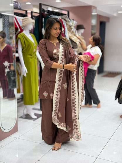 Stylish Brown Printed Kurta Set with Dupatta – Comfortable & Trendy Wear by SHAGUN FASHION