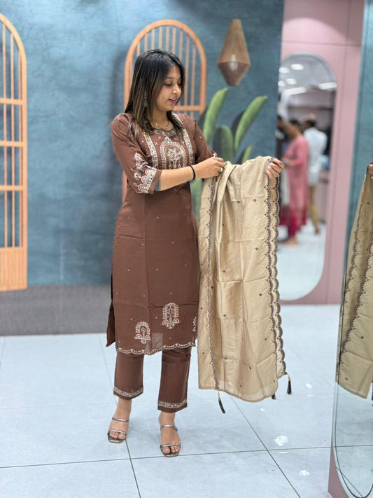 Beautiful Embroidered Kurta Set with Elegant Dupatta – Stylish Ethnic Wear by SHAGUN FASHION