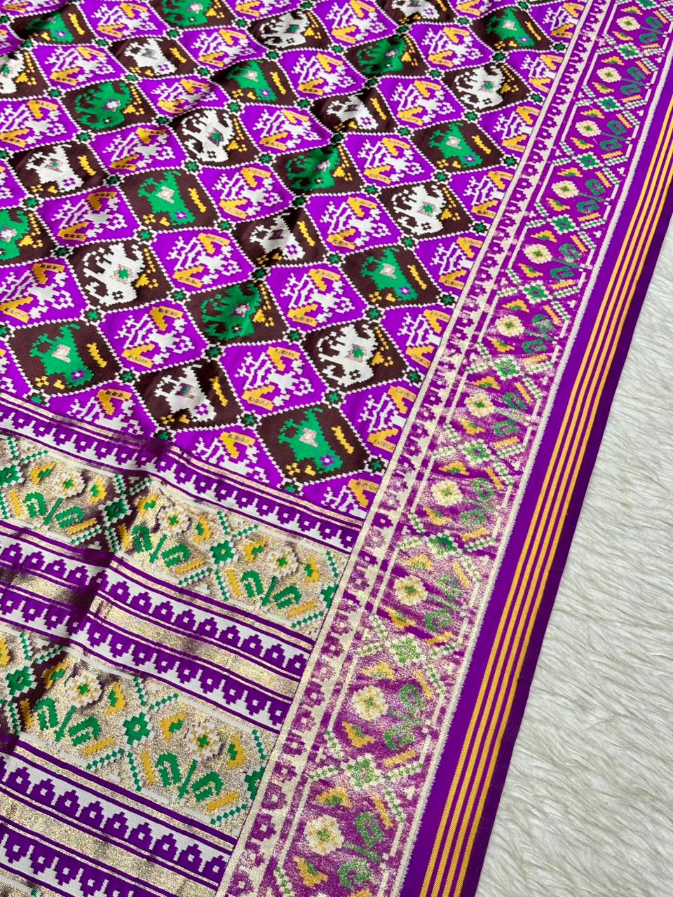 Royal Patola Style Printed Saree with Rich Border & Tassels – Premium Collection by SHAGUN FASHION