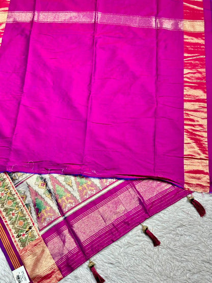 Elegant Patola Print Saree with Rich Golden Border & Stylish Tassels – Premium Collection by SHAGUN FASHION