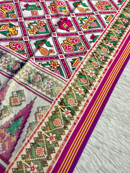 Elegant Patola Print Saree with Rich Golden Border & Stylish Tassels – Premium Collection by SHAGUN FASHION