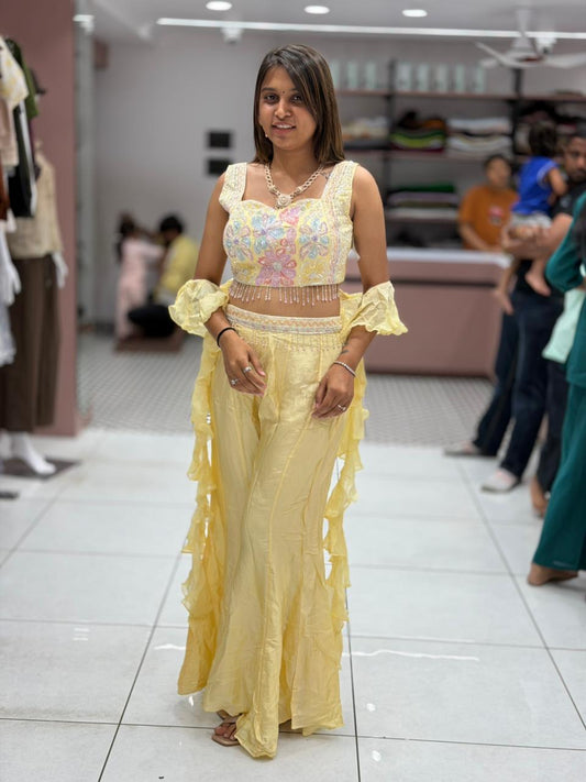 Stylish Floral Embroidery Palazzo Set for Women by SHAGUN FASHION