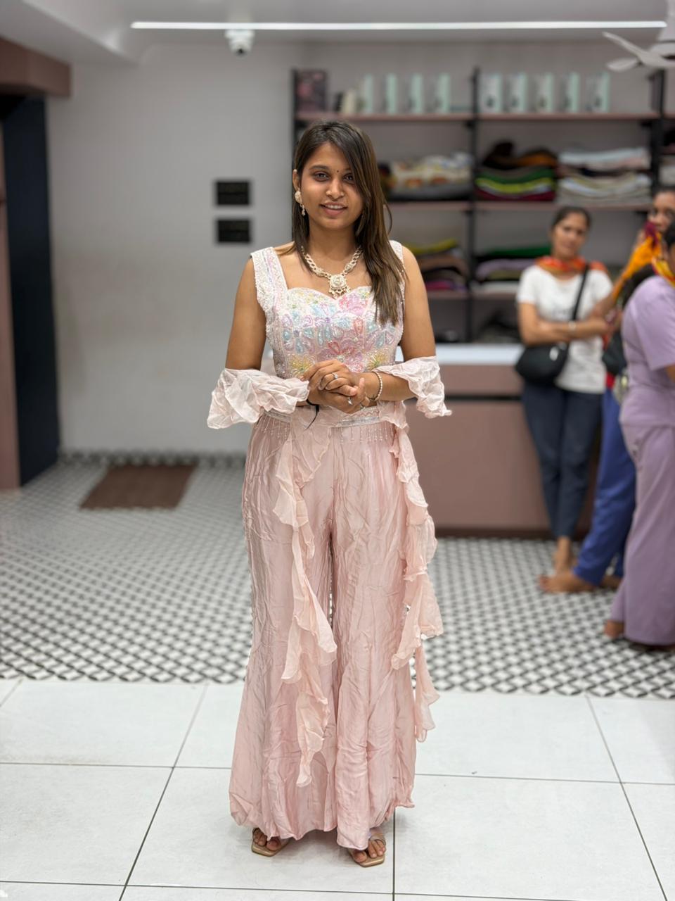 Stylish Floral Embroidery Palazzo Set for Women by SHAGUN FASHION