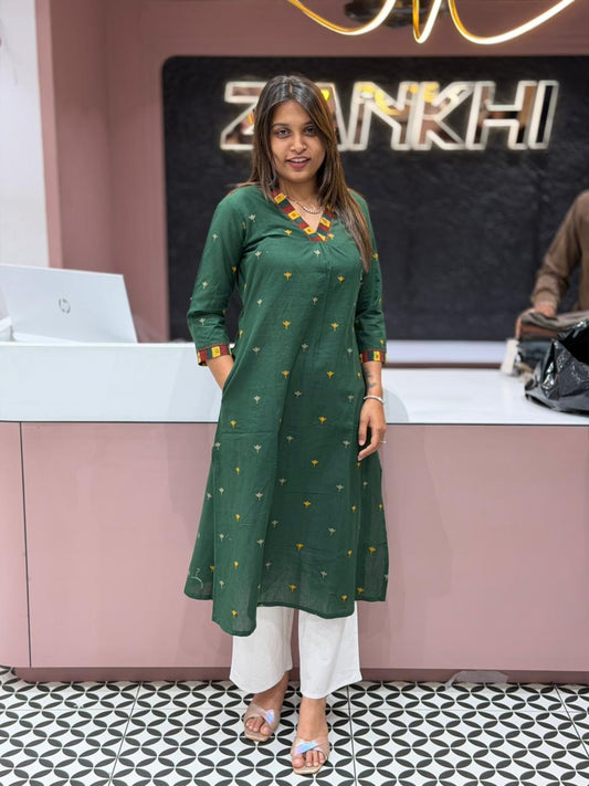Green Printed Kurti for Women by SHAGUN FASHION