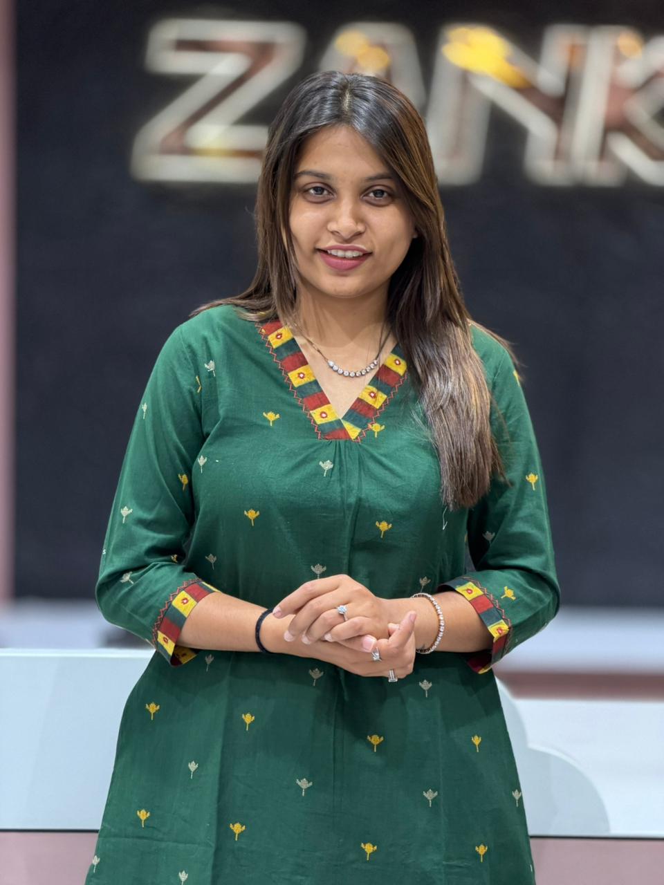 Green Printed Kurti for Women by SHAGUN FASHION