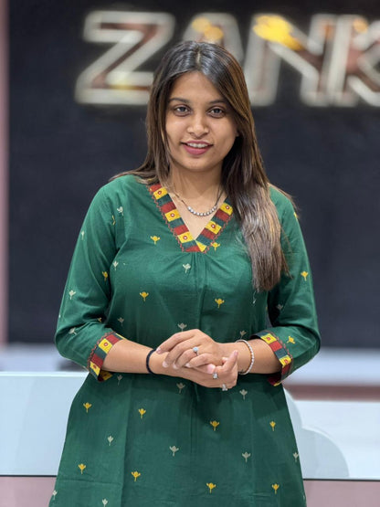 Green Printed Kurti for Women by SHAGUN FASHION
