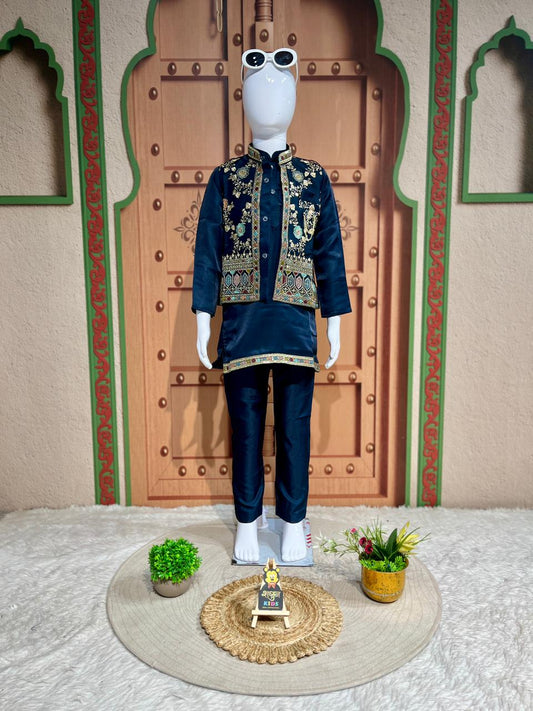 Stylish Kids Ethnic Kurta Set With Designer Jacket – Festive Wear Collection By SHAGUN FASHION