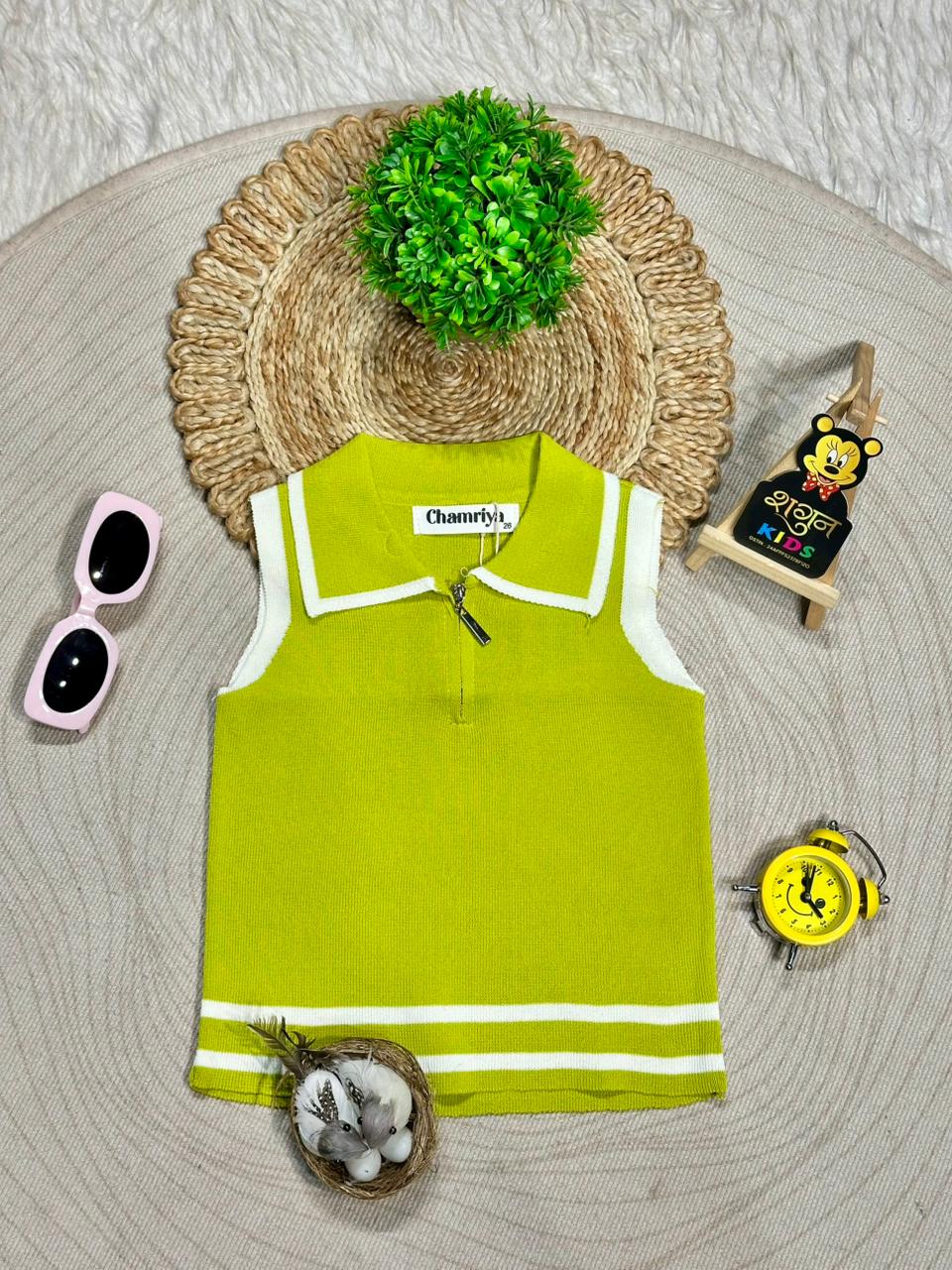 Trendy Girls Sleeveless Collar Knit Top By SHAGUN FASHION