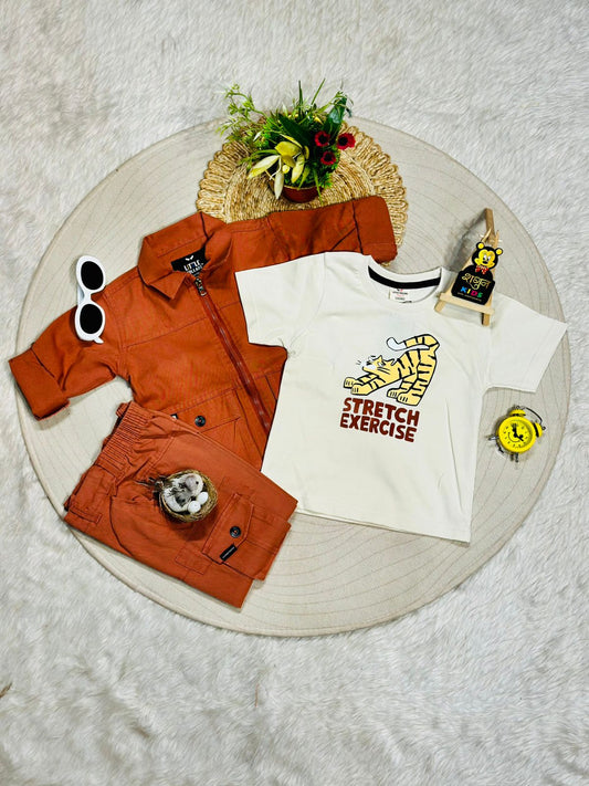 Stylish Kids Cargo Co-Ord Set With Printed T-Shirt By SHAGUN FASHION