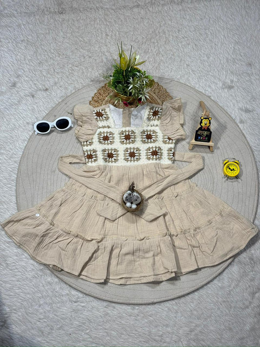 Stylish Girls Crochet Embroidered Layered Dress By SHAGUN FASHION