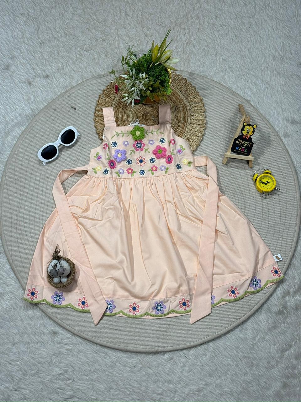 Cute Floral Embroidered Girls Party Dress By SHAGUN FASHION