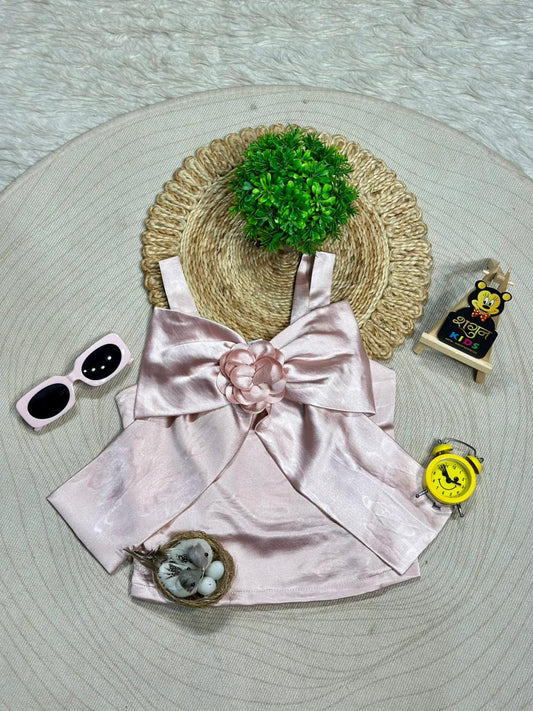 Girls Satin Bow Party Top By SHAGUN FASHION