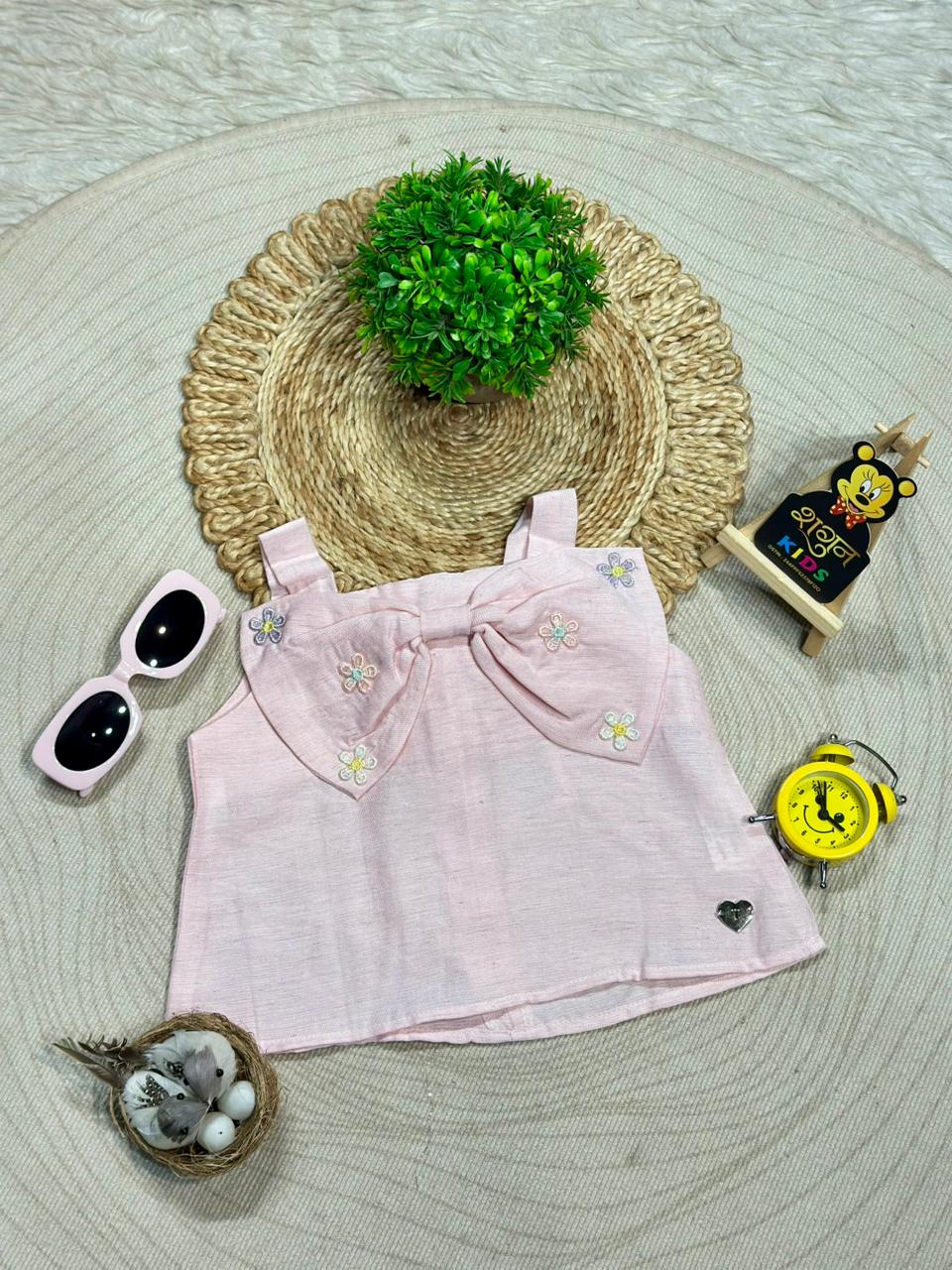 Cute Girls Bow Style Sleeveless Top By SHAGUN FASHION