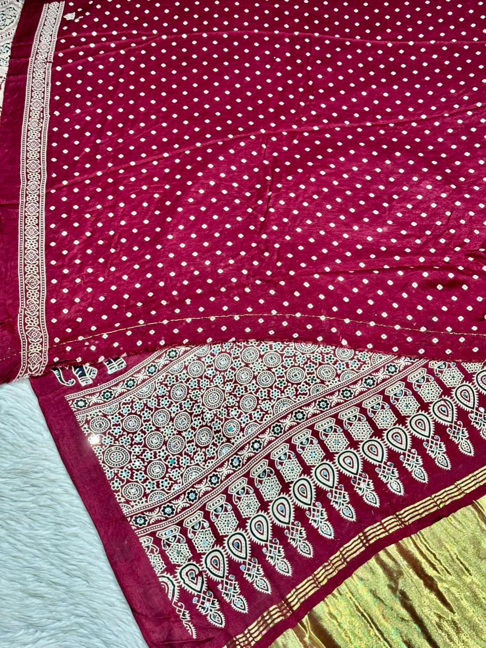 Royal Elephant Print Traditional Saree With Golden Border By SHAGUN FASHION