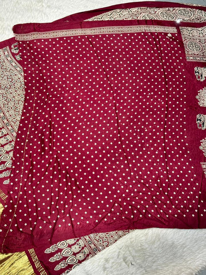 Royal Elephant Print Traditional Saree With Golden Border By SHAGUN FASHION