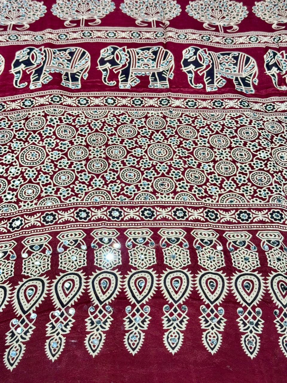 Royal Elephant Print Traditional Saree With Golden Border By SHAGUN FASHION