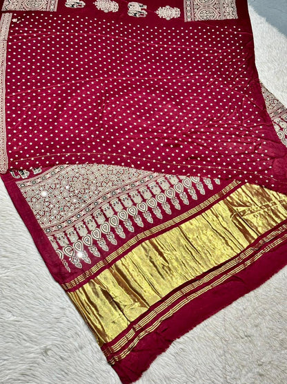 Royal Elephant Print Traditional Saree With Golden Border By SHAGUN FASHION