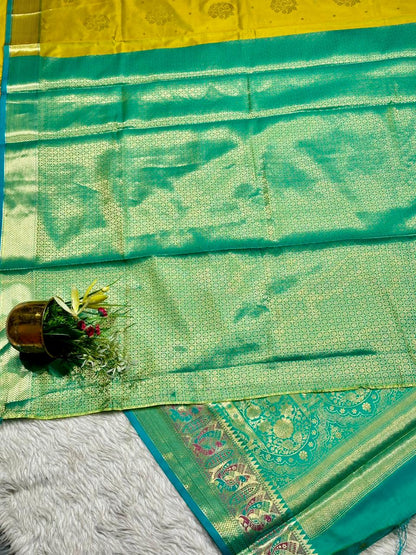 Royal Kanjivaram Style Silk Saree With Rich Peacock Border By SHAGUN FASHION