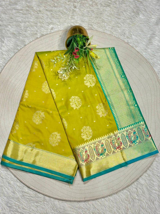 Royal Kanjivaram Style Silk Saree With Rich Peacock Border By SHAGUN FASHION