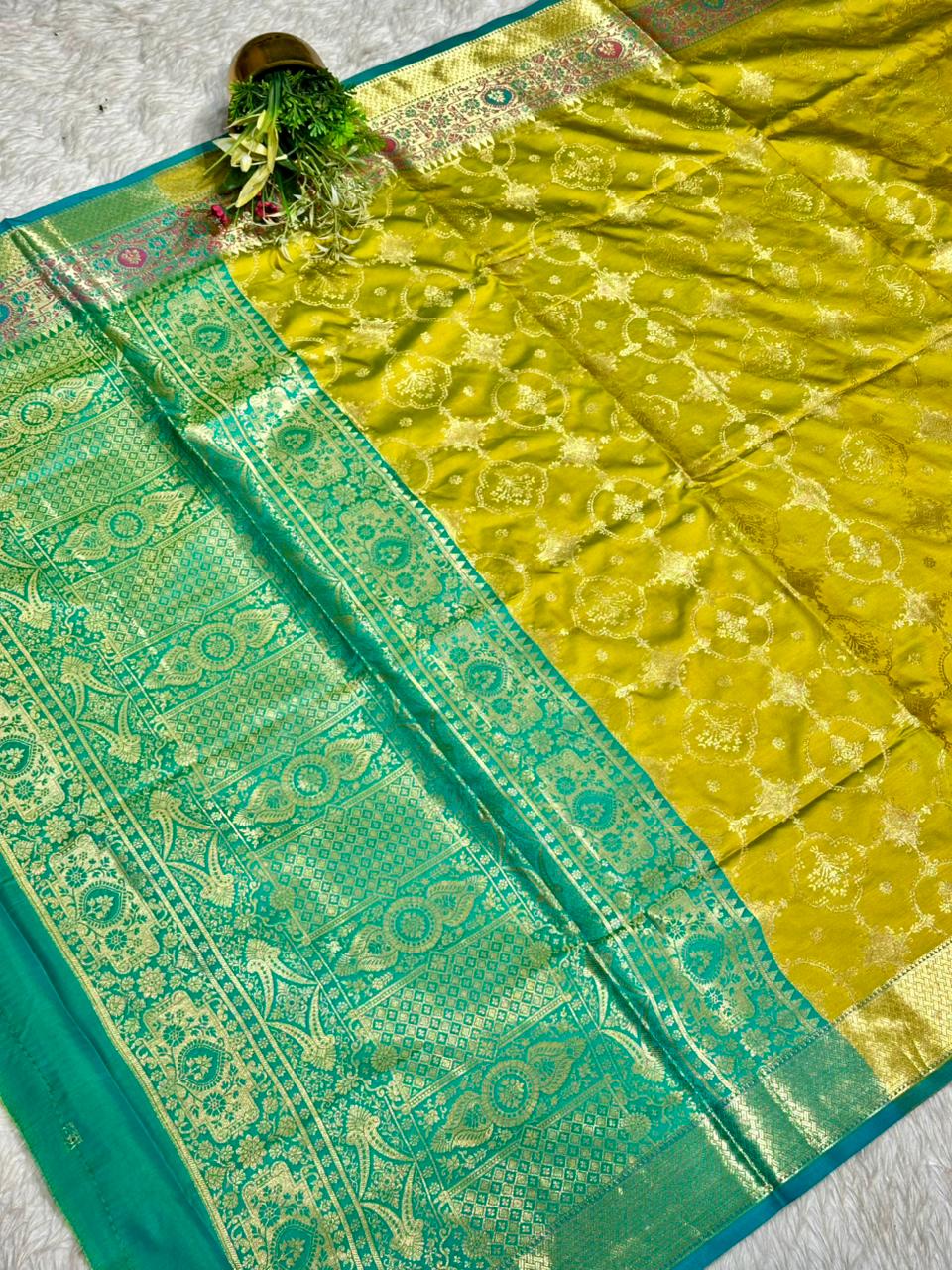Premium Banarasi Style Silk Saree With Rich Zari Border By SHAGUN FASHION