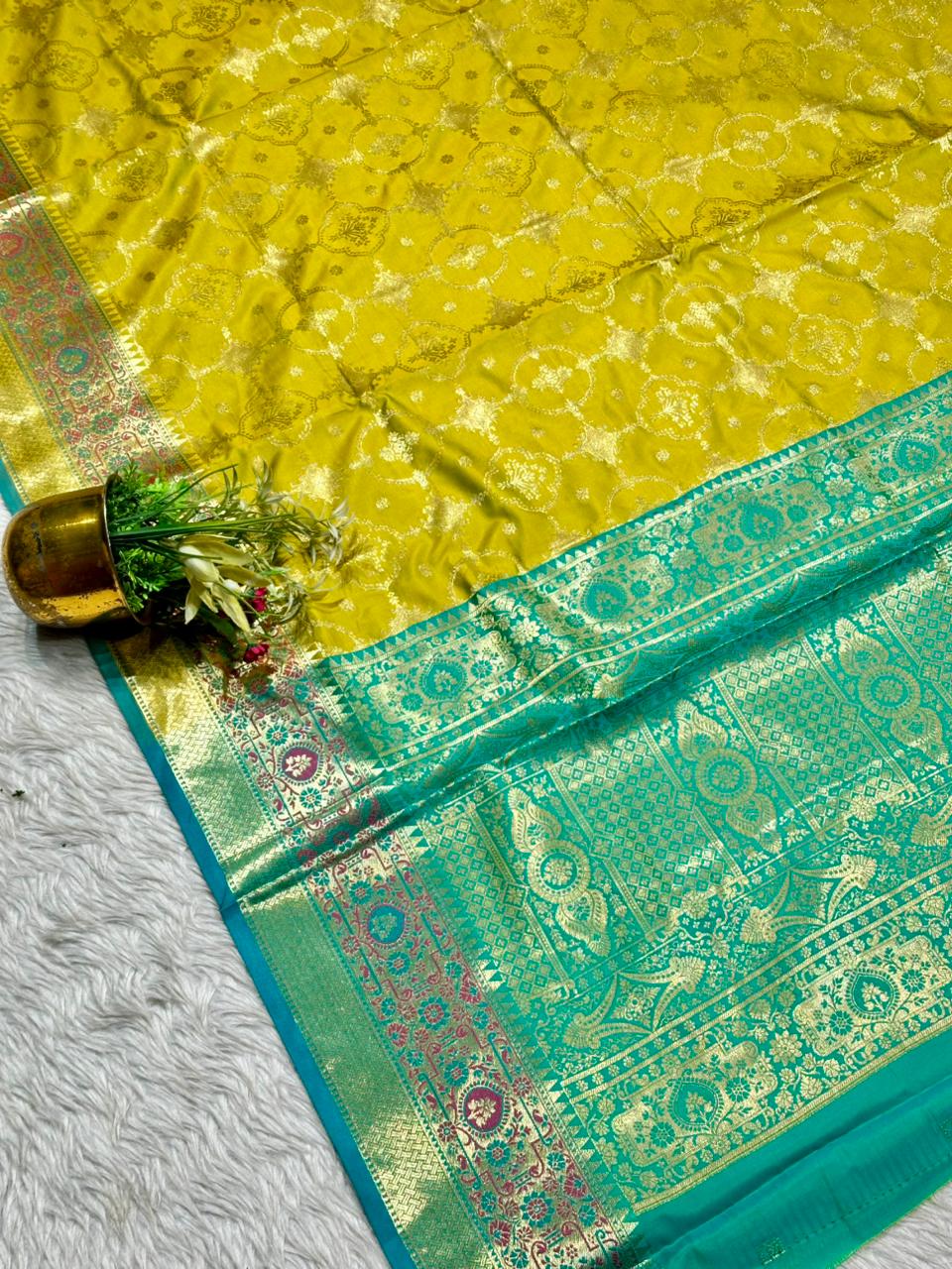 Premium Banarasi Style Silk Saree With Rich Zari Border By SHAGUN FASHION