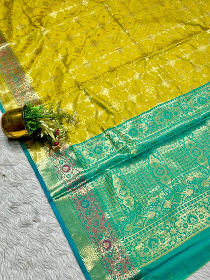 Premium Banarasi Style Silk Saree With Rich Zari Border By SHAGUN FASHION