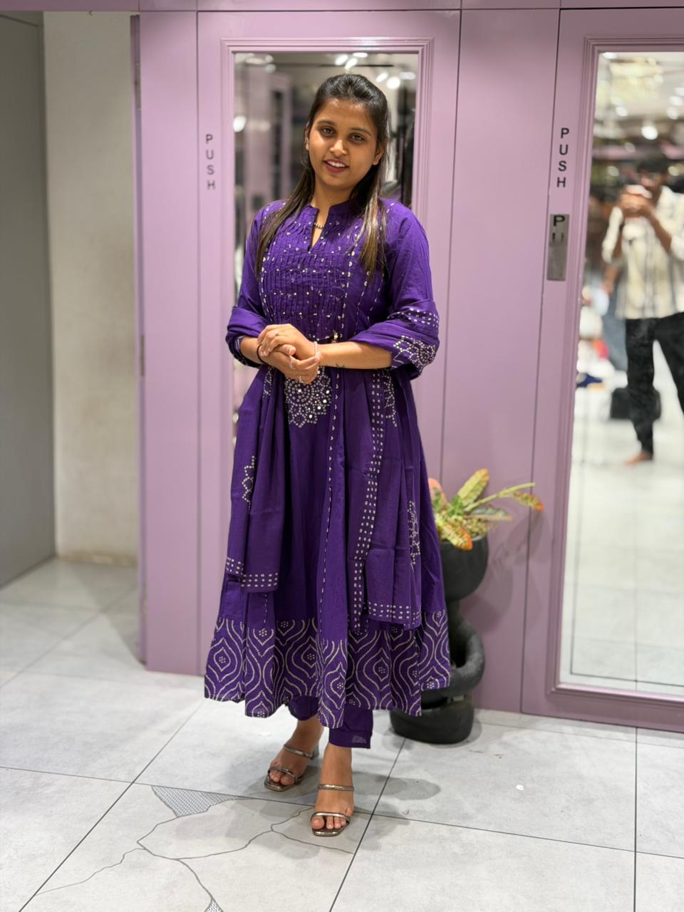 Stylish Bandhani Print Kurti Pant Dupatta Set By SHAGUN FASHION