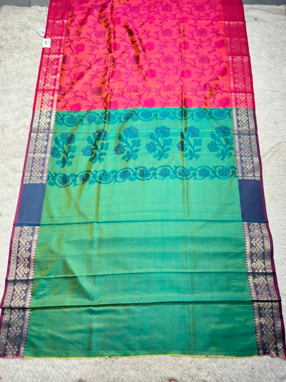 Soft Silk Saree with Full Body Butti & Designer Border