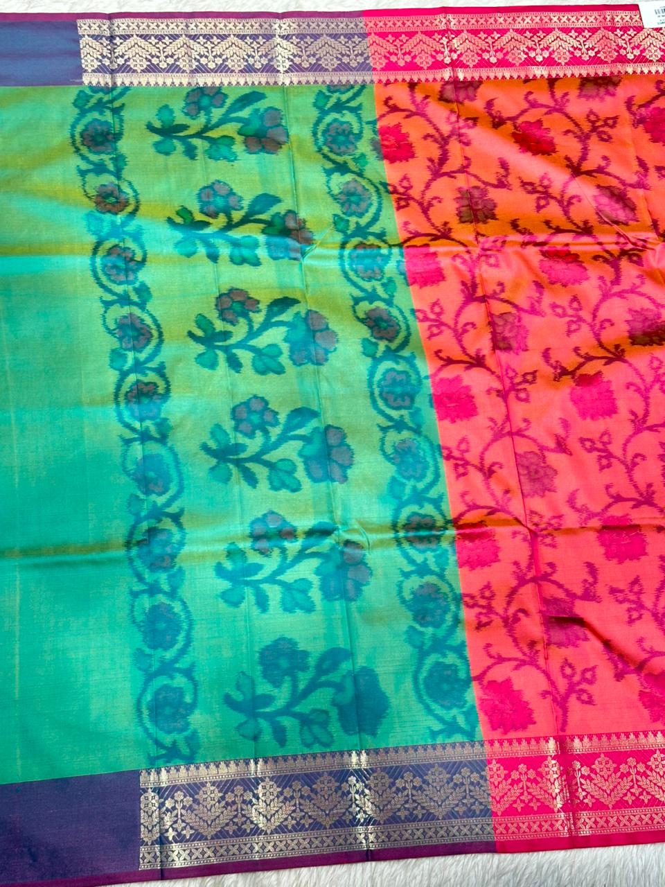 Soft Silk Saree with Full Body Butti & Designer Border