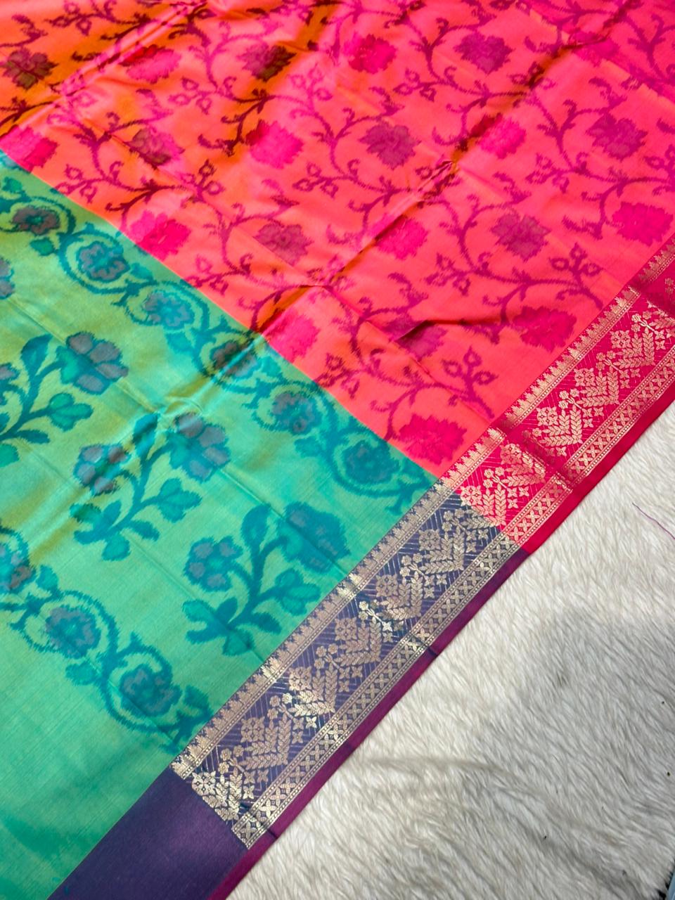 Soft Silk Saree with Full Body Butti & Designer Border