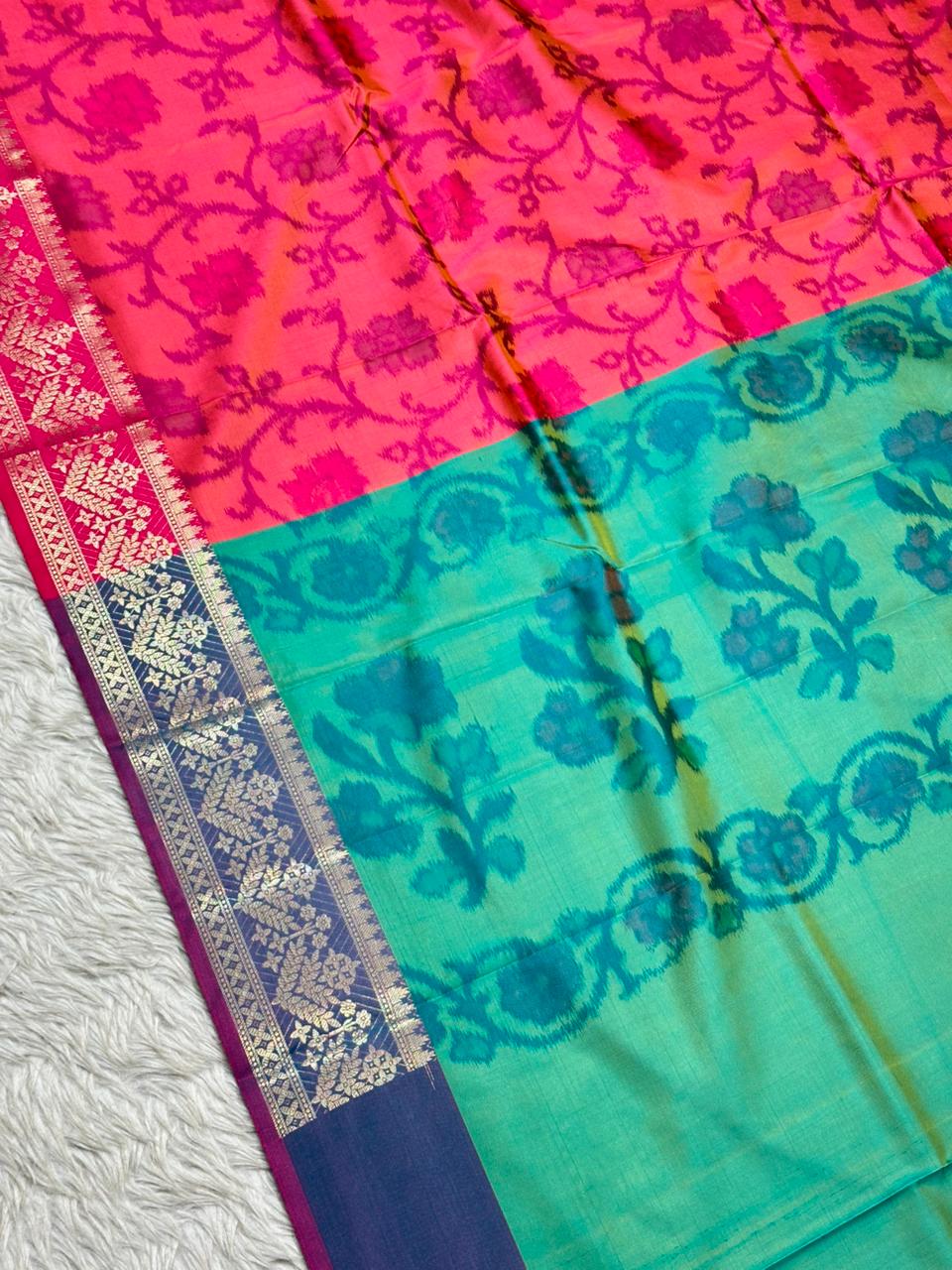 Soft Silk Saree with Full Body Butti & Designer Border
