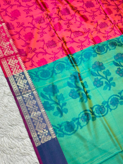 Soft Silk Saree with Full Body Butti & Designer Border