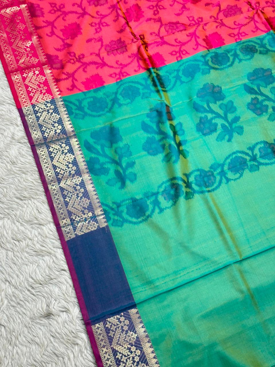Soft Silk Saree with Full Body Butti & Designer Border