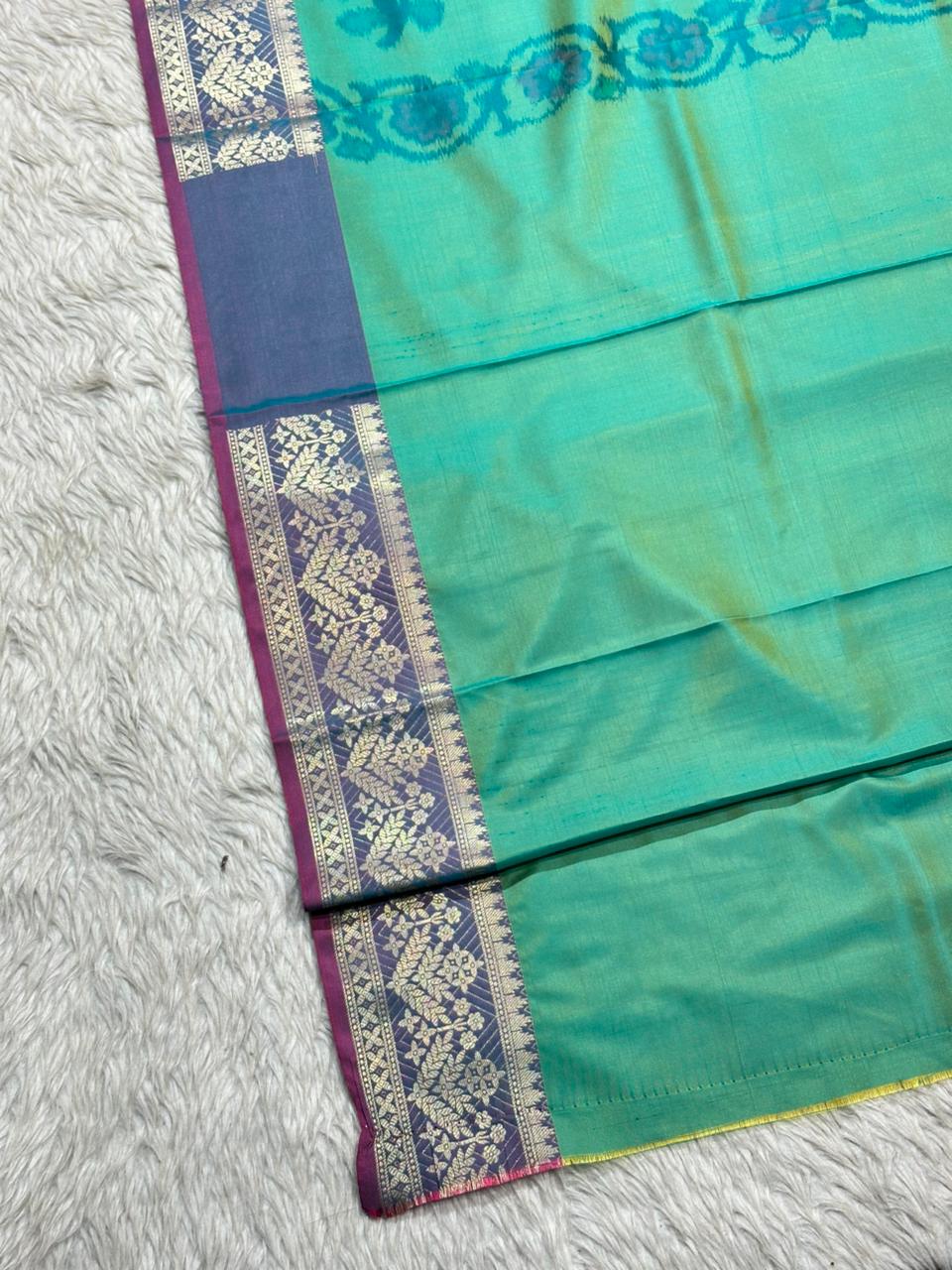 Soft Silk Saree with Full Body Butti & Designer Border