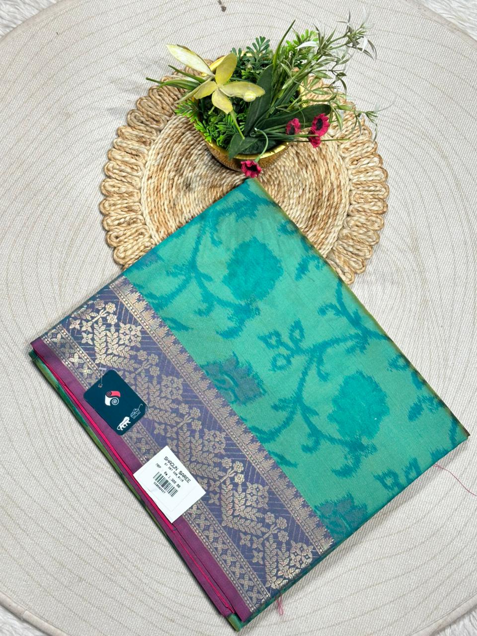 Soft Silk Saree with Full Body Butti & Designer Border