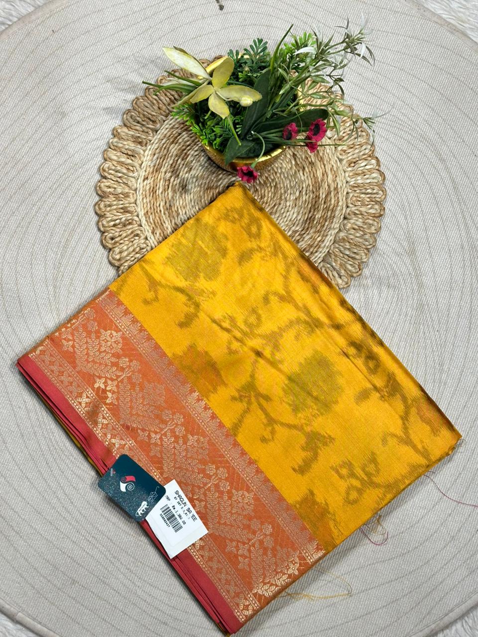 Soft Silk Saree with Full Body Butti & Designer Border