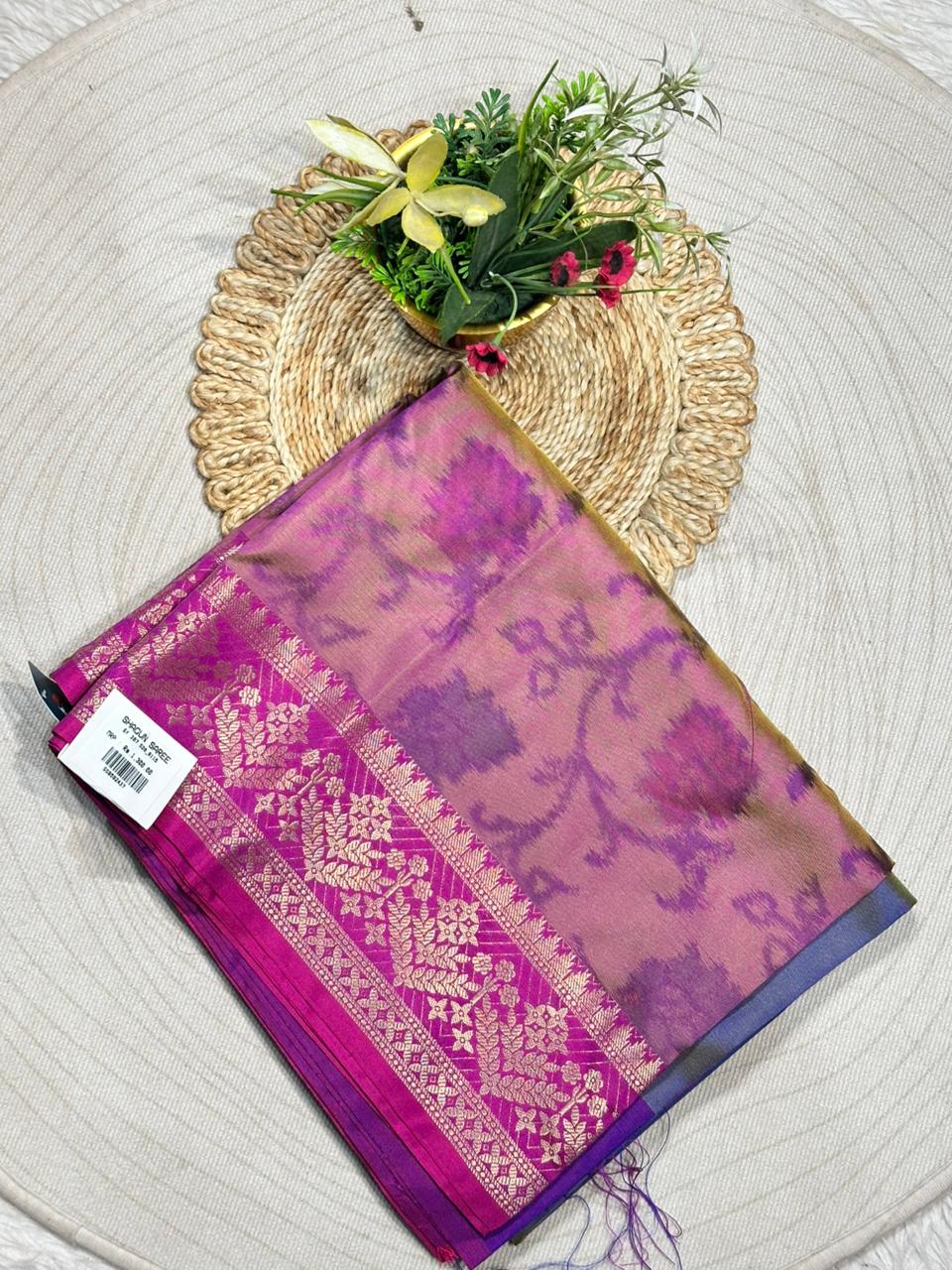 Soft Silk Saree with Full Body Butti & Designer Border